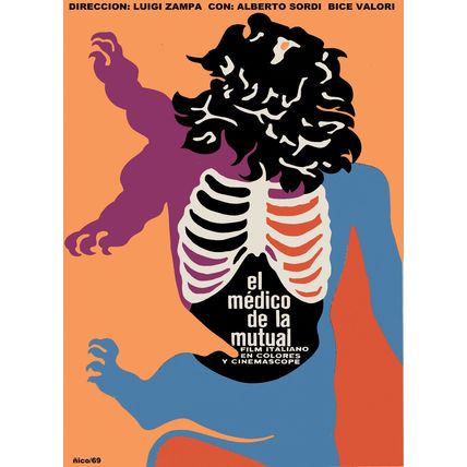 Cuban Movie Poster.El MEDICO de la mutual.Italian film.Home room interior art