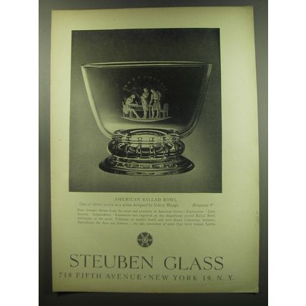 1949 Steuben Glass Advertisement - American Ballad Bowl designed by Sidney Waugh