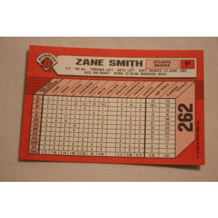Zane Smith 1989 Bowman TIFFANY NO. 262