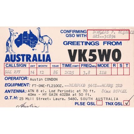 Laura South Australia QSL Map Radio Card
