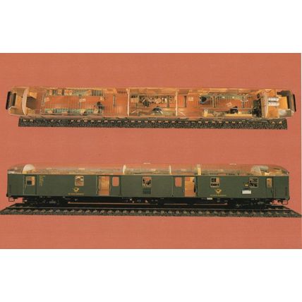 1965 German Deutschen Bundespost Mail Train Toy Model Postcard
