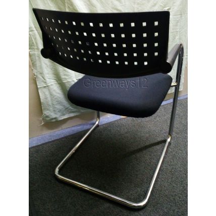 Vitra 41620100 Black Plastic Back Chrome Legs Black Fabric Seat Cantilever Chair