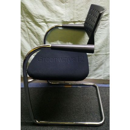 Vitra 41620100 Black Plastic Back Chrome Legs Black Fabric Seat Cantilever Chair