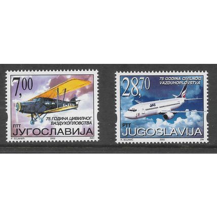 YUGOSLAVIA 2003 CIVILIAN AIRCRAFT SET 2 VALS UM MINT #3