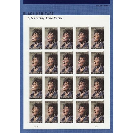 Lena Horne Pane of Twenty Current Rate Postage Stamps Scott 5259