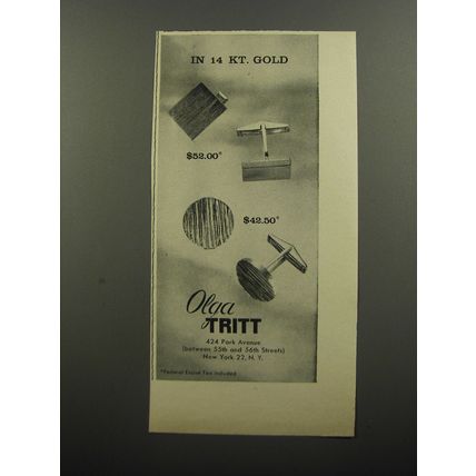 1956 Olga Tritt Cuff Links Advertisement - In 14 kt. Gold