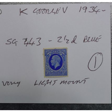 GB STAMPS King George V 2 1/2d very light mount mint 1934 (1)~~L@@K~~