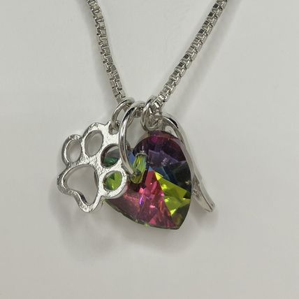 Rainbow Heart Pendant Pet Paw Angel Wing Spiritual #893