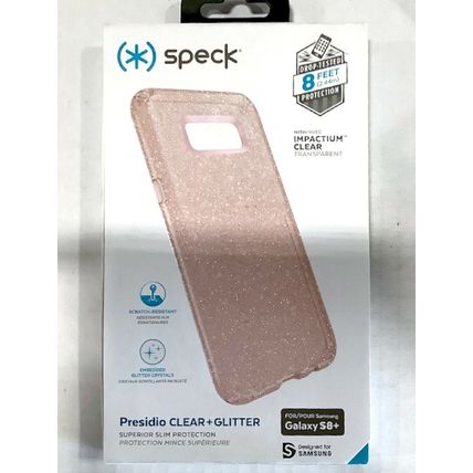 NEW Speck Presidio Clear Pink Glitter Phone Case for Samsung Galaxy S8+ PLUS