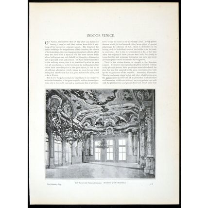 BALL ROOM IN THE PALAZZO REZZONICO 1893 Grand Canal Venice PRINT