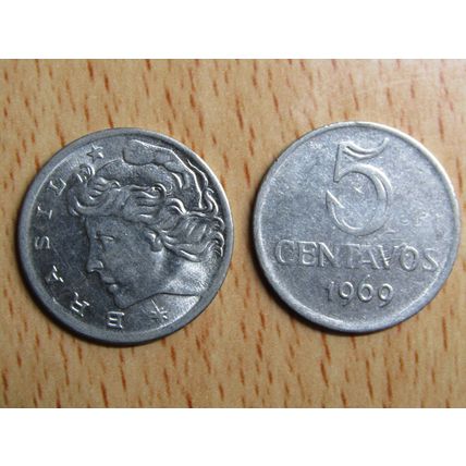 Brazil Brasil 1969 5 Centavos Coin
