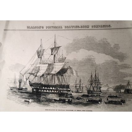 Embarkation Of Political Prisoners... / Fortress at Ham.. Exile - Gleason's 1852