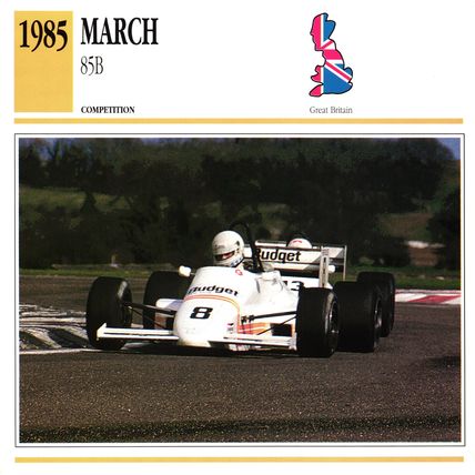 Collectors Club card. Classic Cars. March 85B racing car