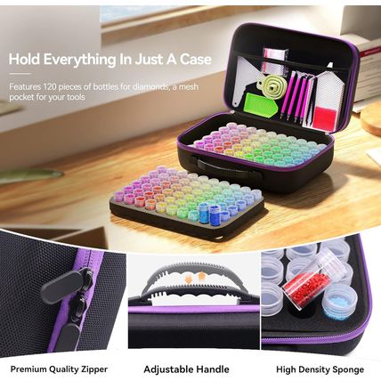 ARTDOT 120 Slots Storage Container for Diamond Art Kits for Adults,Portable Bead