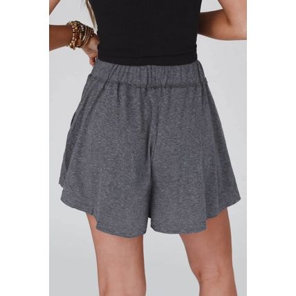 Gray Elastic Waist Culotte Shorts