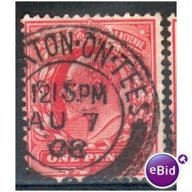 GB stamps 1902-10 KEV11 - 1d SG219 Stockton On Tees 4