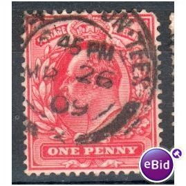 GB stamps 1902-10 KEV11 - 1d SG219 Stockton On Tees 34