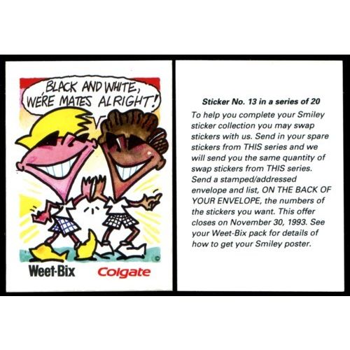 1993 Weet Bix Kid Sticker - Black & White