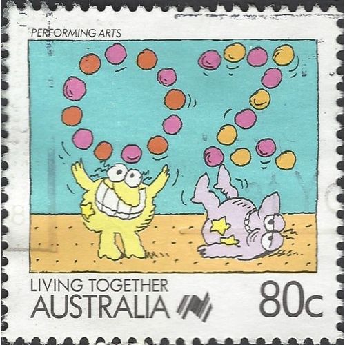 AUSTRALIA, Living Together, Performing Arts, blue 1988, 80c, #2