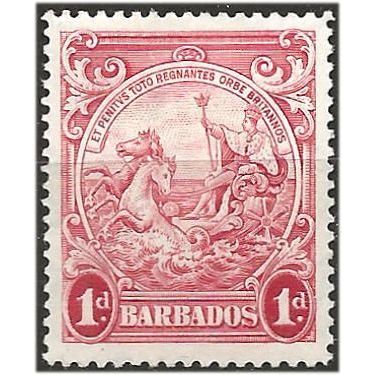 Barbados 1938 SG249a 1d Scarlet Perf 14 Mounted Mint . .. .