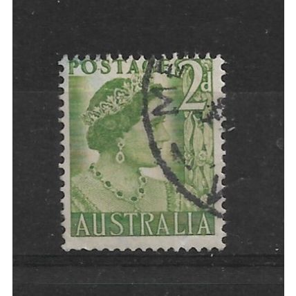 Australia.SG237 2d Queen Elizabeth (Yellow-Green).Fine Used.Dec21e