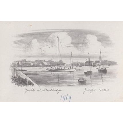 Boat Yacht Yachts at Woodbridge Suffolk Judges 1960s Artist Painting Postcard
