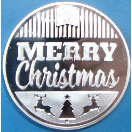 Merry Christmas. Challenge Coin. Souvenir. Silver Tone. 10b.