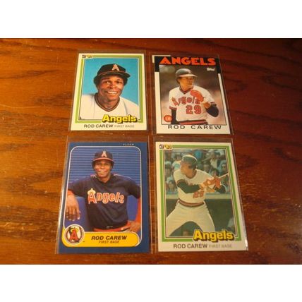 1980-1986, 11-Different Cards, ROD CAREW, Angels, HOF