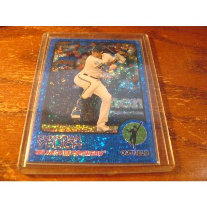 2022 Topps, Blue Sparkle Chrome SP, CHRISTIAN YELICH, Brewers #123