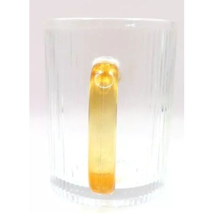 Ridged Glass Mug with Peach Handle 10 CM Cold Drinks Only Gift Summer Beverages