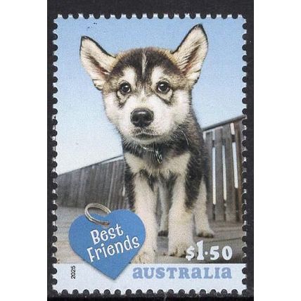 AUSTRALIA: 2025 BEST FRIENDS, DOG, MINT NEVER HINGED SHEET PERFORATION STAMP.