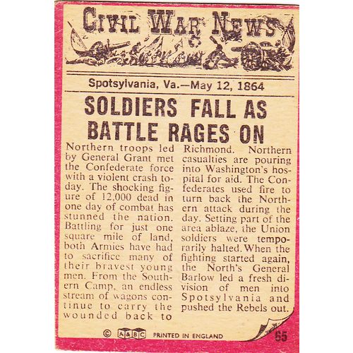 A&BC Gum Civil War News Card No. 65