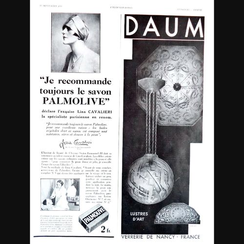 1930s Art Deco Daum Glass Lamps Lights Advertisement print Ad Shop Hotel Decor