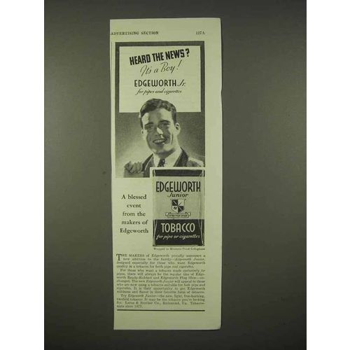 1936 Edgeworth Junior Tobacco Ad - Heard the News?