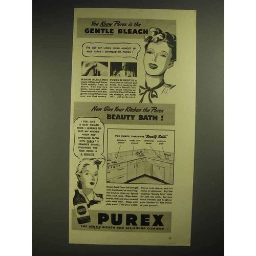 1940 Purex Bleach Ad - You Know Purex is Gentle