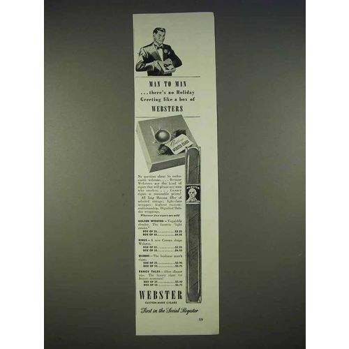 1940 Webster Cigar Ad - No Holiday Greeting Like a Box
