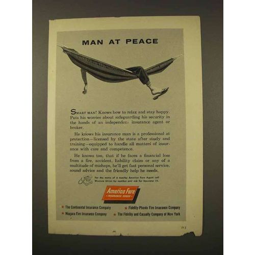 1956 America Fore Insurance Ad - Man at Peace