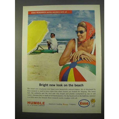 1963 Esso Oil Ad - Bright New Look on the Beach