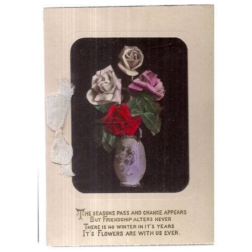 HAPPY CHRISTMAS used vintage greetings card with paper insert =