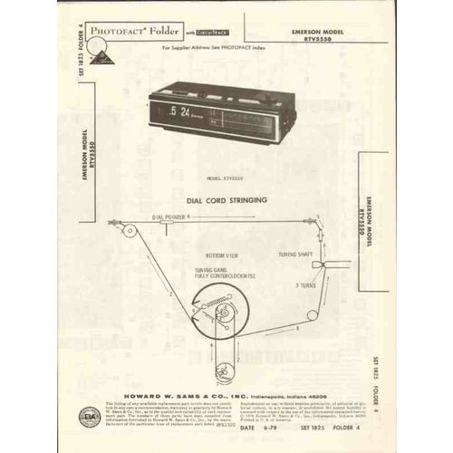 EMERSON model RTV5550 AM FM clock radio Sams Photofact manual