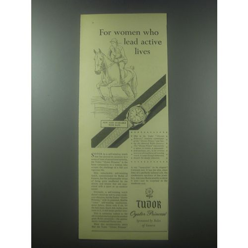 1954 Rolex Tudor Oyster Princess Watch Ad - For women who lead active lives
