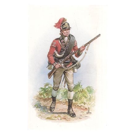 Private Light Company, 5th REGIMENT OF FOOT 1775 uniform unused postcard =