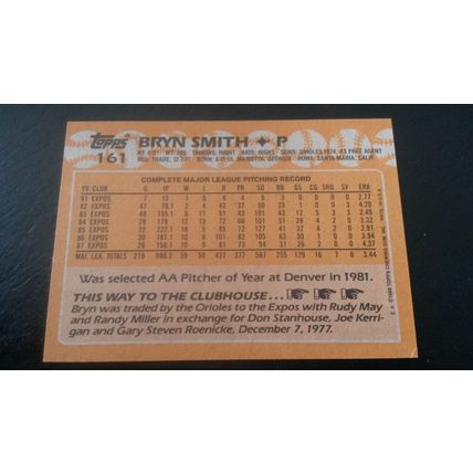 1988 Topps Card # 161 Bryn Smith Excellent (5) Montreal Expos