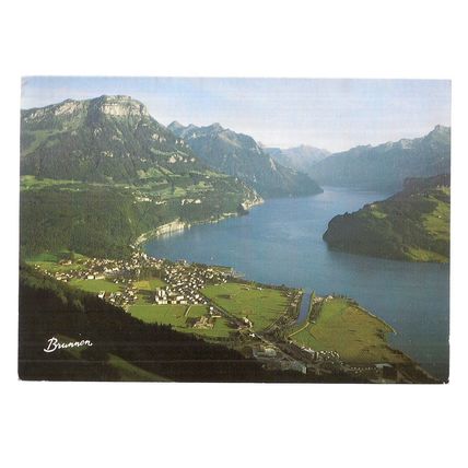 BRUNNEN, SWITZERLAND used postcard 1987 postmark =