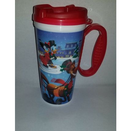 DISNEYLAND'S HAPPY HOLIDAY CHRISTMAS THEMED TRAVEL MUG CUP W/ LID~NEW~2017