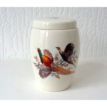 Vintage spice jar and lid pheasant design James Nicoll & Son Forfar Scotland
