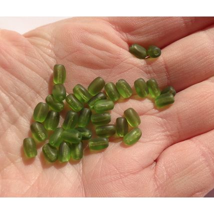 35 Olive Green Glass Rice Beads 6mmx3mm Crafting Crazy Quilts bd072