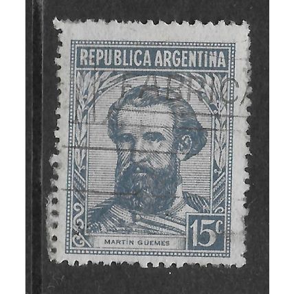ARGENTINE REP 1935 PORTRAITS 15c MARTIN GUEMES BLUE GREY SG708 FINE USED