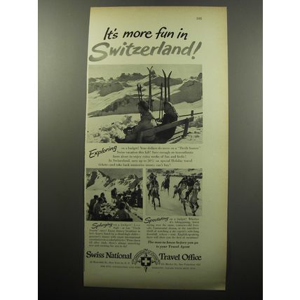 1951 Swiss National Tourist Office Advertisement - It's more fun in Switzerland!