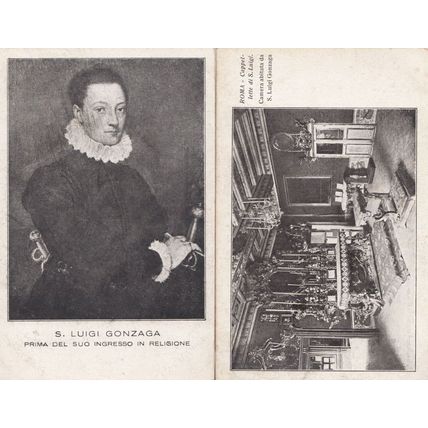 Rome Roma Saint Luigi Gonzaga Portrait Painting Rome Camera 2x Old Postcard s